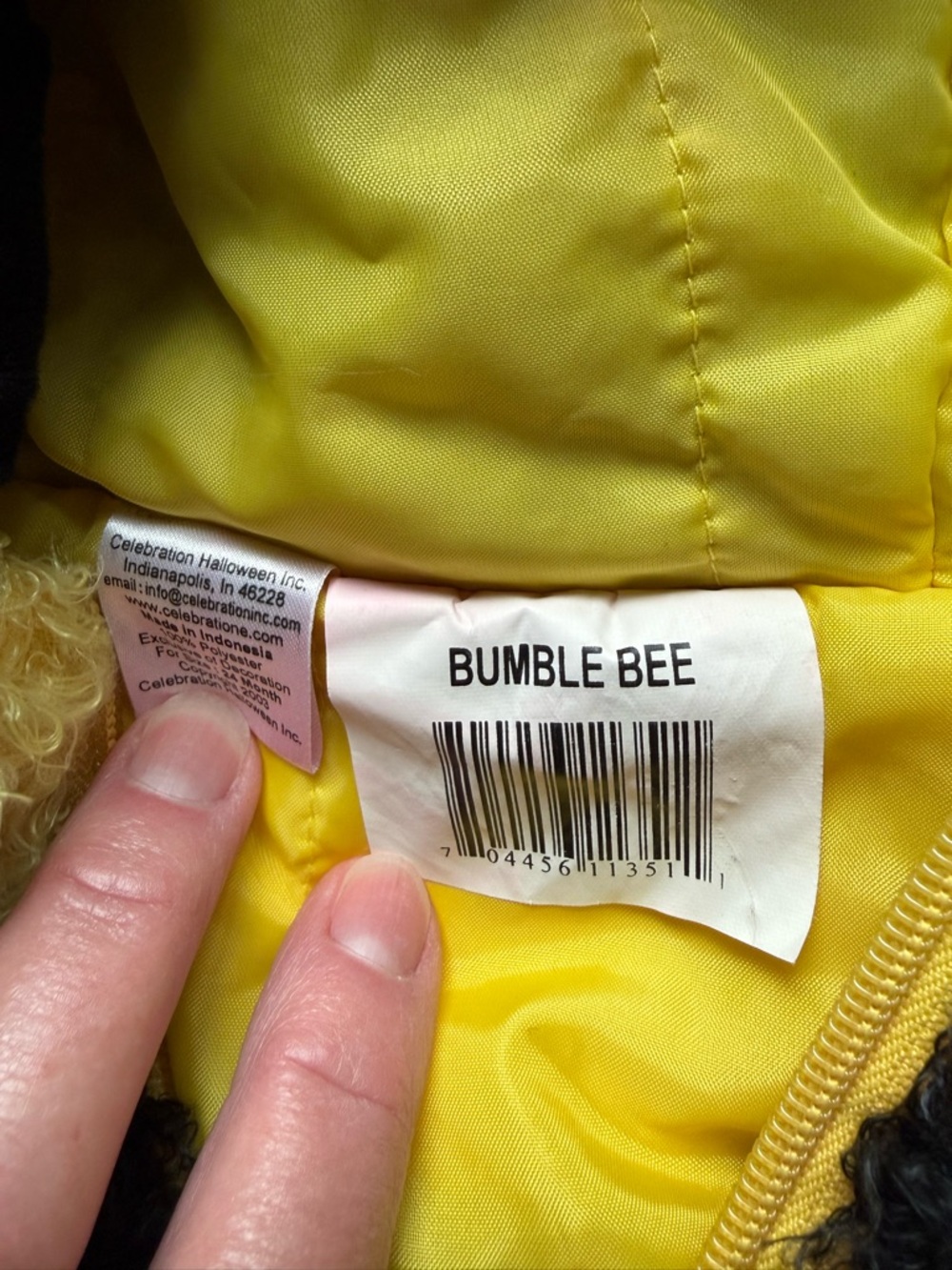 Toddler Bumble Bee Costume Fuzzy Hooded Zip Up Halloween Black Yellow - Picture 6 of 6